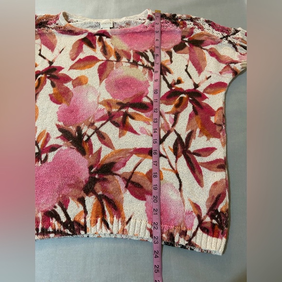 Chico’s Blouse Size 1M Floral Multicolor Knit Blend Cotton - Picture 5 of 8